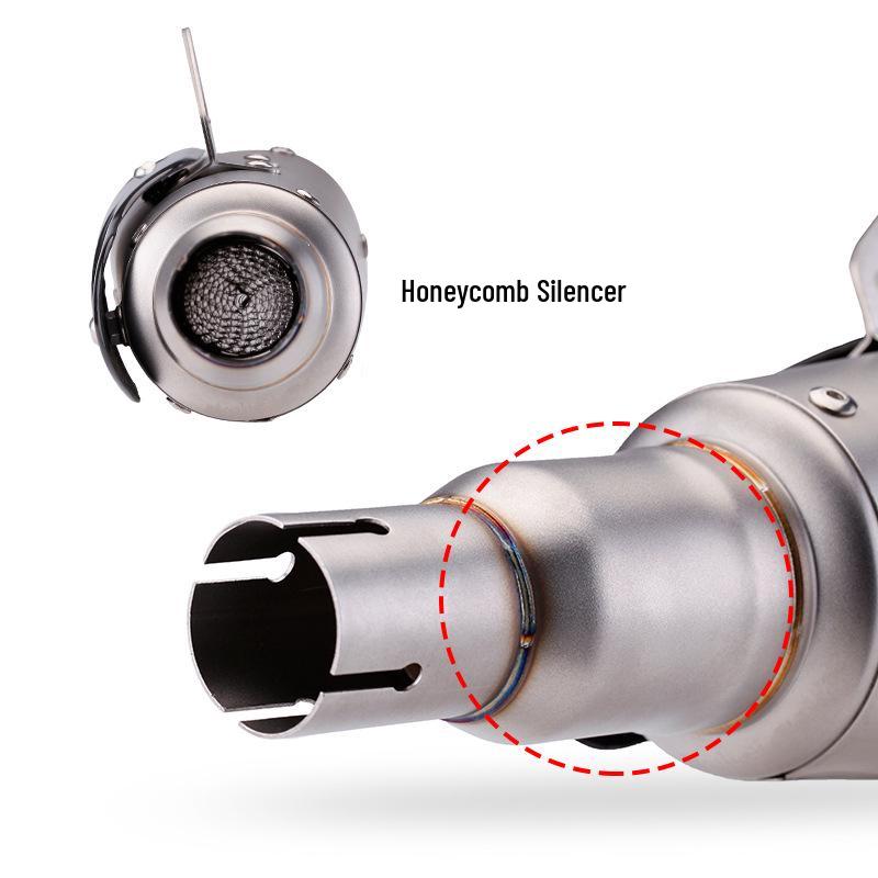 Compatible with KYMCO 321r exhaust modification; features non-destructive direct installation and carbon fiber heat shield.