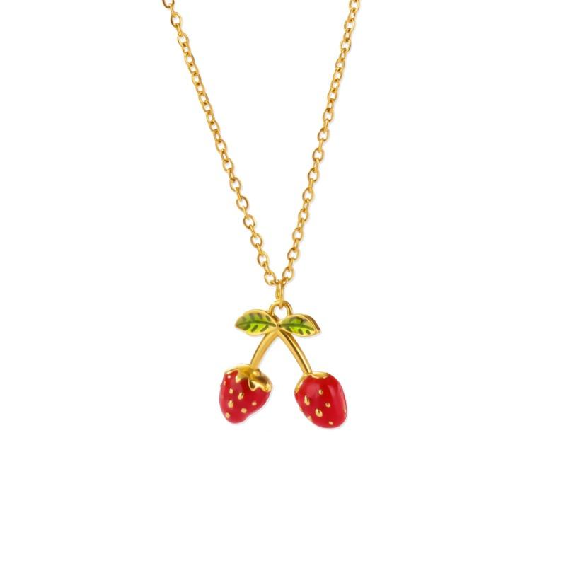 

Новое клубничное подвесное ювелирное ожерелье аксессуары модный светлый люкс нишевый женский летний высокий вкус не выцветает