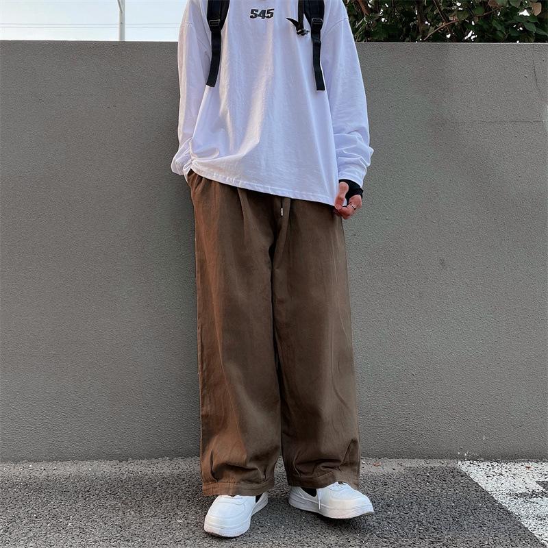 Korean Trendy Japanese-Style Men's Retro Loose Straight-Leg Casual Pants for Spring & Autumn