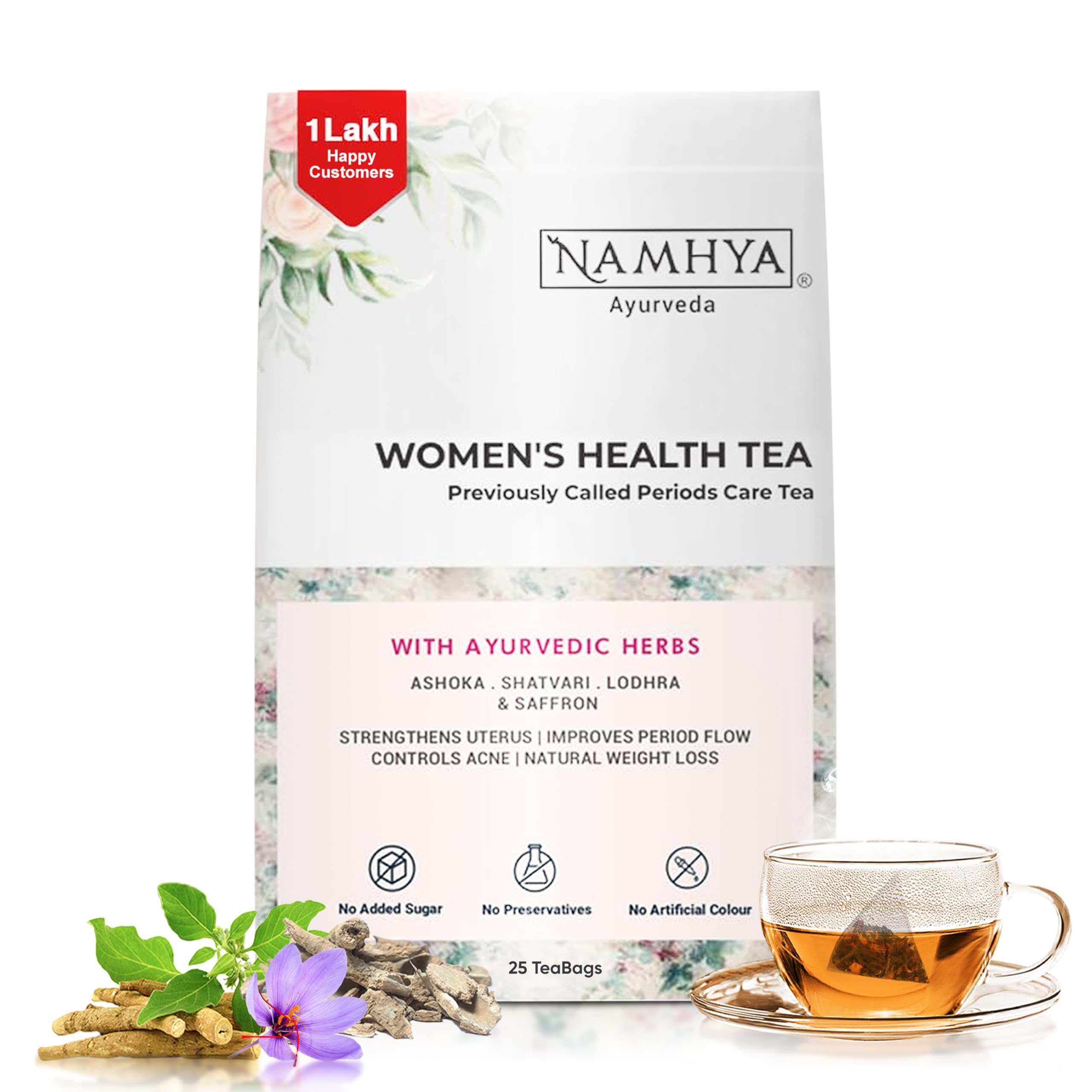 Namhya PCOS PCOD Green Tea | PCOS tea for women | Loaded with Natural Ayurvedic Herbs (Shatavari and Ashoka) for Hormonal Balance & Better P