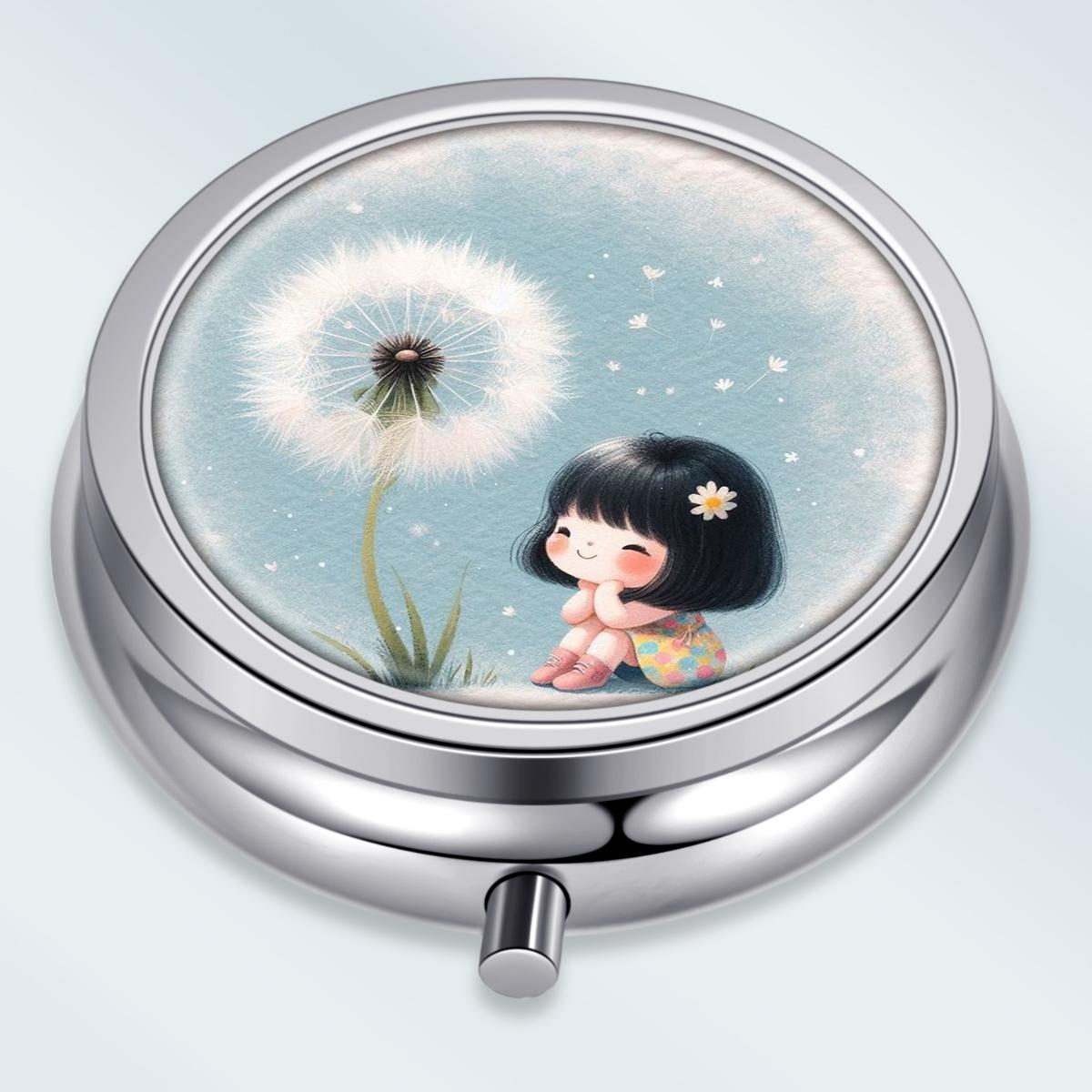 

Portable Pill Box with 3 Compartments, Mini Metal Medicine Organizer Case, Cute Printed Pill Container for Vitamins, Pills, Jewelry, Travel, Daily Use різнокольоровий