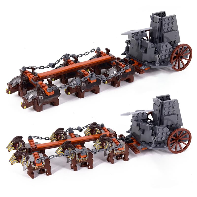 Medieval lotr Dwarf Soldiers Boar Goat Chariot Animals Figures Model Building Blocks Lord Bricks Toys For Children gifts