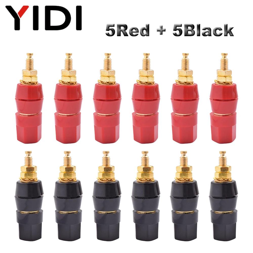 

10pcs/lot 4mm Banana Plug Adapt Socket Red Black Test Connector Power Supply Binding Post Terminal Audio Amplifier Speaker Cable