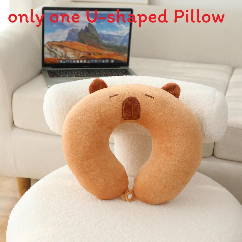 

U Shaped Plush Water Buffalo Pillow With Pp Cotton For Office Travel Napping Comfort темно-коричневого