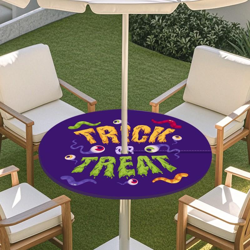 Outdoor Round Table Cover With Umbrella Hole Waterproof Elastic Edge Patio Garden Deck