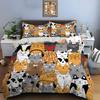 Süßes Cartoon-Katzen-Collage-Bettwäsche-Set Für Kinder Luxuriöses Geschenk 3-teiliges Digitaldruck-Bettdecken-Set Weich Bequem Atmungsaktiv