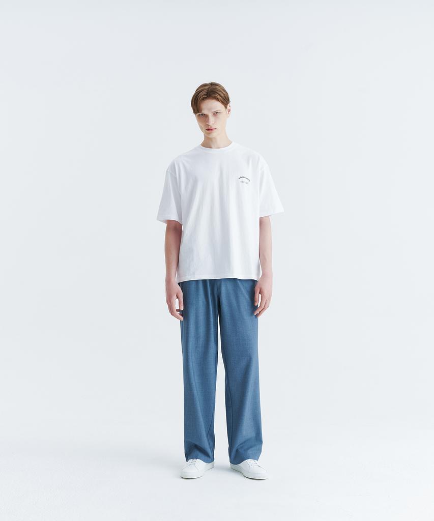 WHOLOVESART Unisex Semi-Wide Elastic Waist Slacks Smoke Blue