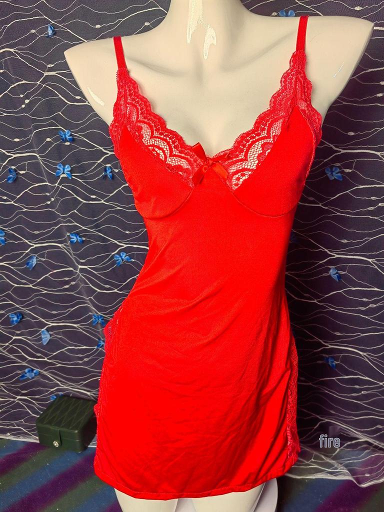 Plus Size Stretchy High Slit Deep V Strappy Nightgown Lingerie for Women