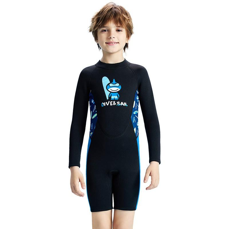2.5MM Children's Diving Suit One-piece Long-sleeved Warm Cold-proof Boys Snorkeling Surfing Swimsuit Pants