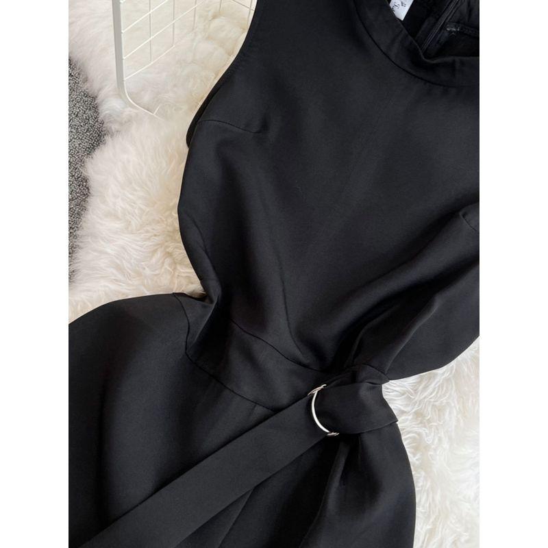 Black Summer High Waist Slimming and Fashionable Cargo Overalls