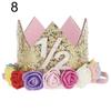 Baby Girl Sequin Number Flower Crown Headband Birthday Party Performing Headwear