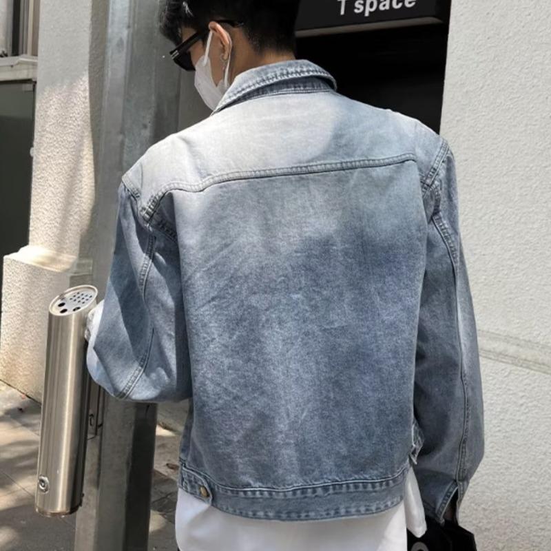 Men's Loose Denim Jacket - Spring/Autumn 2025, Trendy Casual Wear, High-End Feel