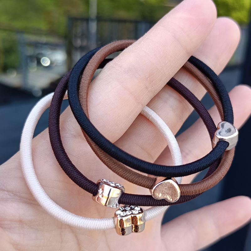 Korean Minimalist Rhinestone Hair Tie - Durable Small Rubber Band for Women