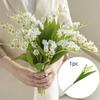 Lily of The Valley Artifiical Flower Branch Flexible Stems 40cm Height Fake Flower with Green Leaves Artificial Bellflowers