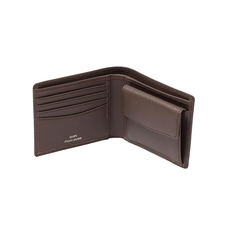 

[Ships] wallet SAFFIANO LEATHER italian leather bifold men s 110030623 brown ONE SIZE
