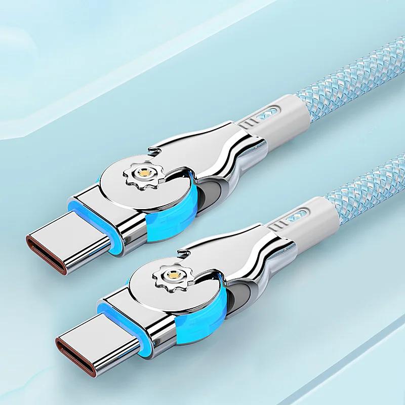 2025 PD 30W Super Charging Cable, Data Cable with Lightweight Zinc Alloy Braiding, 180-degree Bend Rotation, USB A To Type C