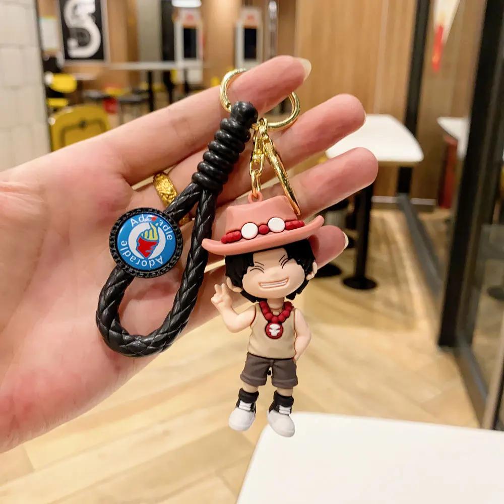 Anime One Piece Keychain Luffy Zoro Nami Chopper Silicone Model Pendant Backpack Decorative Cute Doll Car Carry Mini Lightweight Portable