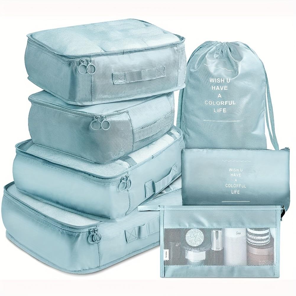 7Pcs/set Travel Luggage Packing Organizers Set With Toiletry Bag, Clothing Classification Storage Bag