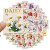 50PCS Vintage Flower Postage Stamp Stickers Aesthetic Botanical Deco Paper Sticker Waterproof Vinyl Flower Decals Scrapbooking