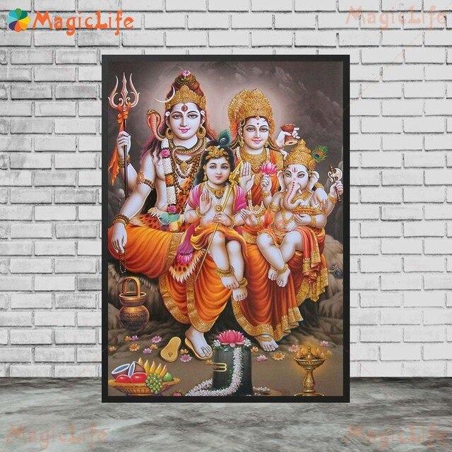 Shiva Hinduism Goddess of India Wall Art Canvas Painting God of Destruction Wall Pictures For Living Room Nordic Poster Unframed