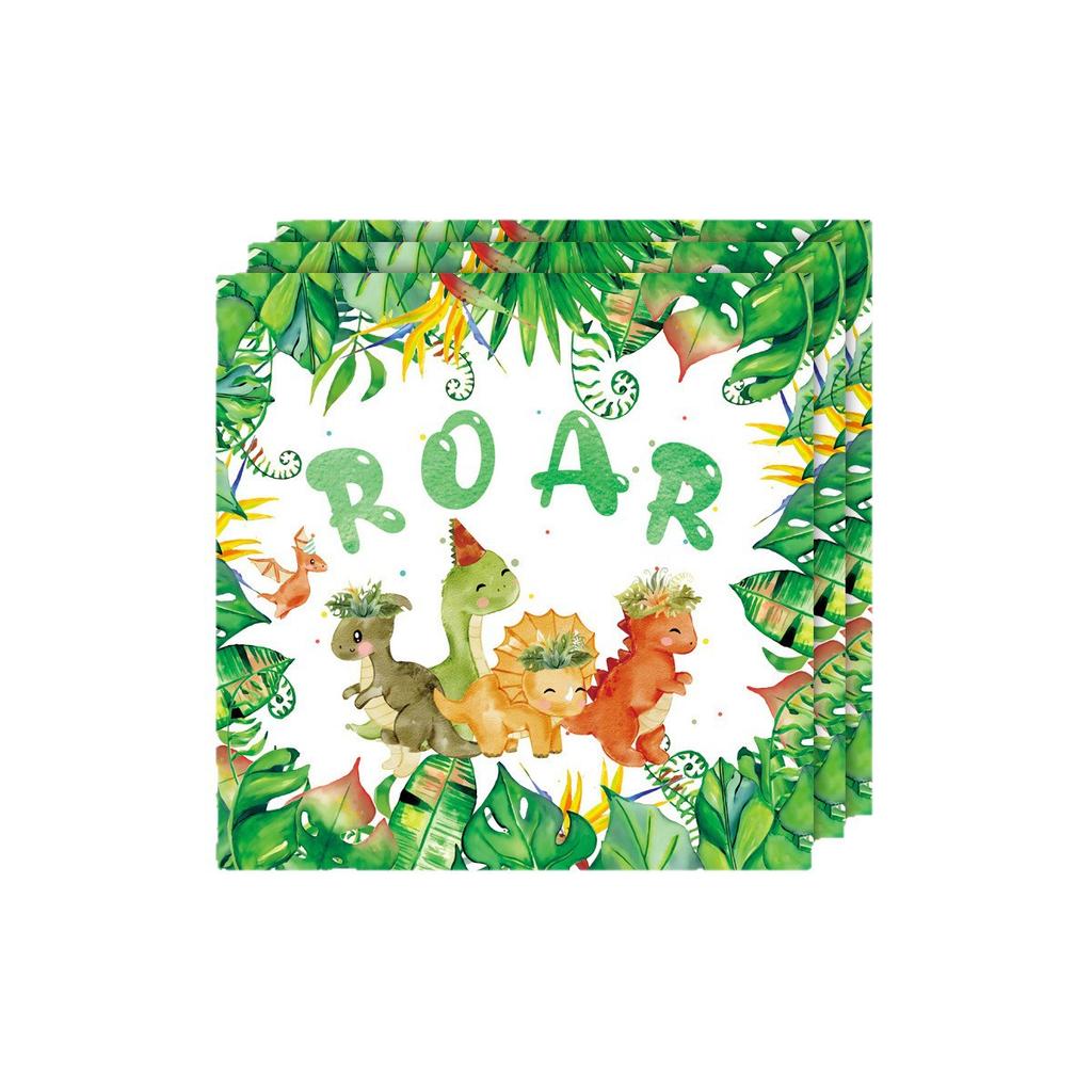Dinosaur Party Supplies Birthday Decoration Cartoon Dinosaur Decoration Arrangement Paper Plate Paper Cup Paper Towel Tablecloth Atmosphere Props