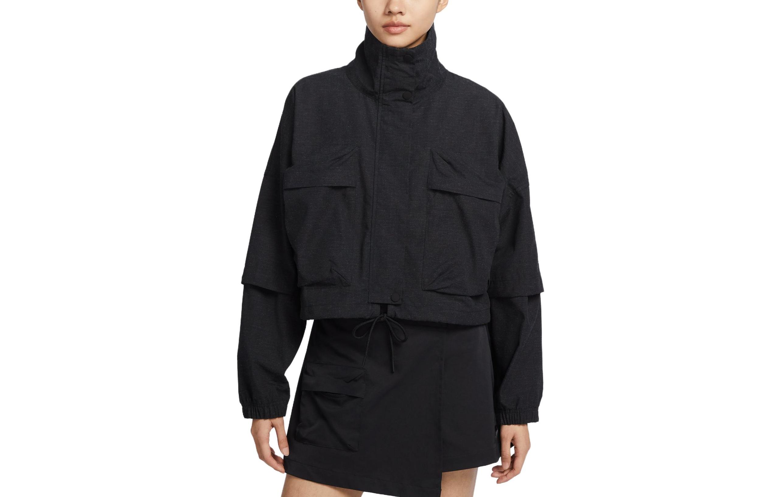 Nike Cropped Coats Women s Toned Black Stand Collar Moderate DV8488-032 L