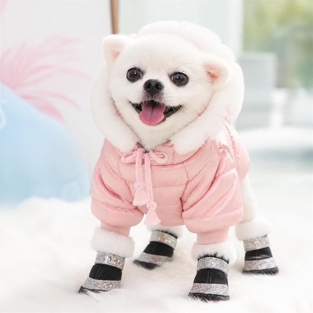 4Pcs Anti-slip Winter Dog Shoes Warm Cats Puppy Socks Fashion Dog Footwear Puppy