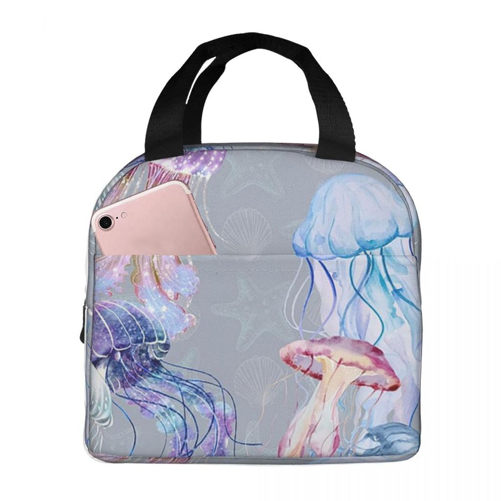 Borsa Termica per Pranzo ad Acquerello Medusa Subacquea per Bambini Scuola Borsa Frigo Termica Scatola per Cibo Borsa Tote Contenitore Portatile per Pranzo