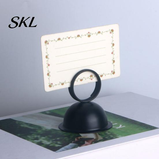 Solid Wood Table Accessory Number Holder, Metal Place Card Foodservice Split-Ring Style Weighted Holder Menu Stand for Photos, Memo, Notes,