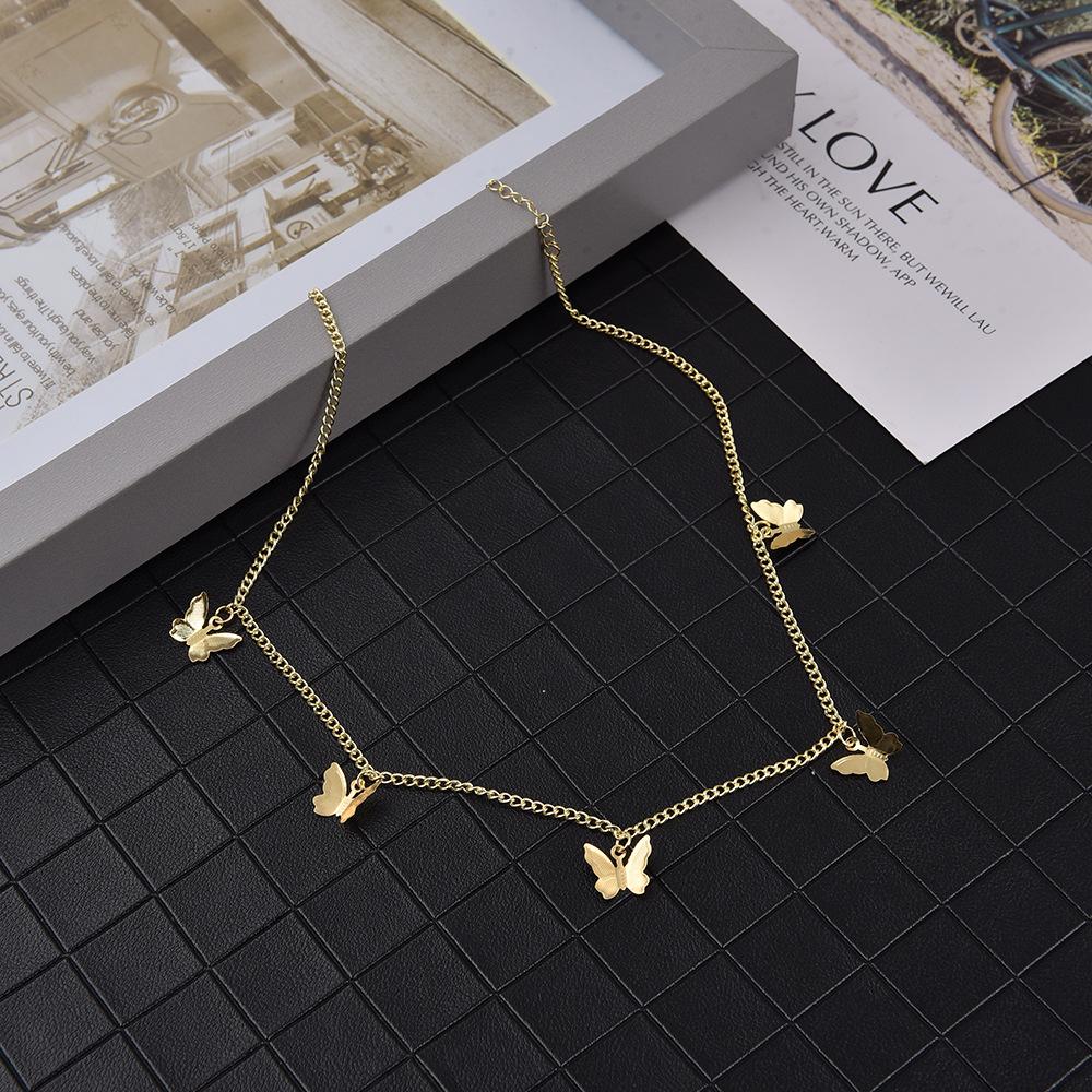 Gold Chain Butterfly Pendant Choker Necklace Women Statement Collares Bohemian Beach Party Jewelry Gift