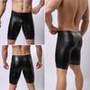Chiloți bărbați convexi în U cu înălțime medie Cusătură fină, ridicare șold, slabi, sexy, de culoare solidă, pantaloni scurți din piele artificială.