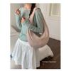 IELGY Simple Wide Shoulder Strap Soft Leather Dumpling Bag Casual All-Match One-Shoulder Messenger Bag