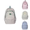 Cute Nylon School Bag With Grid Design And Letter Decoration For Students And Casual Daily Outfits