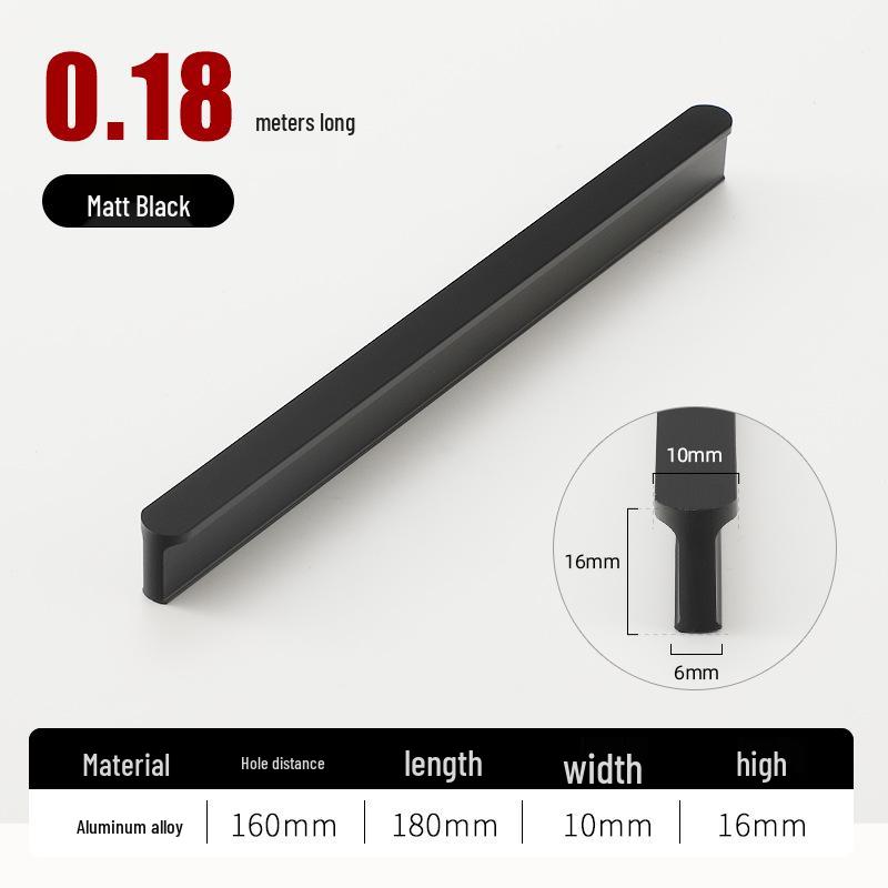 Round T-Type Black Wardrobe Door Handle with Gray, Gold, and Silver Edges