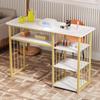 Professional Manicure Workstation with Marble-effect Design, Featuring A White Hand Rest Cushion, Specifically Designed for Use