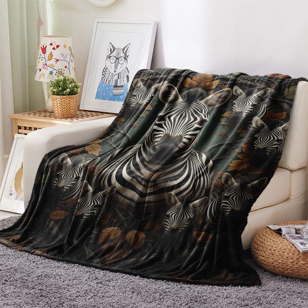 1PC Natural Decoration Print FlAannel Blanket, High quality Comfortable for All Seasons, Home Decor, Warmth and Comfort