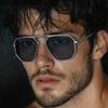 Classic Square Punk Sunglasses Men  Luxury Brand Vintage Metal Frame Polygon Sun Glasses Trendy Double Beam Shades For Male