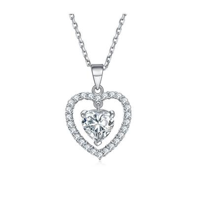 S925 Sterling Silver Ladies Heart Pendant Necklace European and American Ladies Holiday