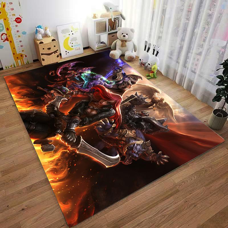 LOL game character printed flannel carpet, non-slip, suitable for bedroom, living room, and children's room decoration