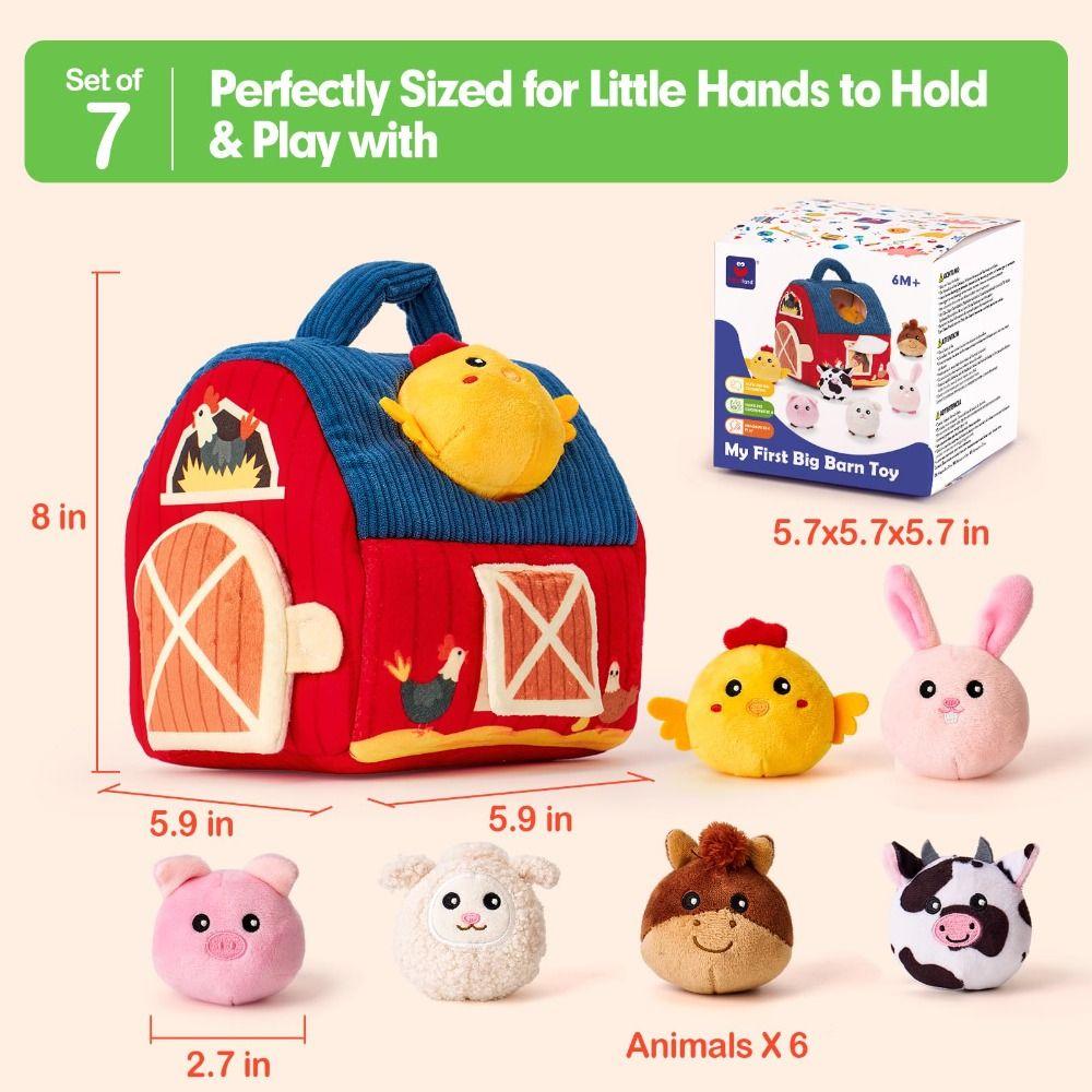 Sound Montessori Toy Barn with Stuffed Farm Animals Baby Sensory Toys  Infants Toddlers