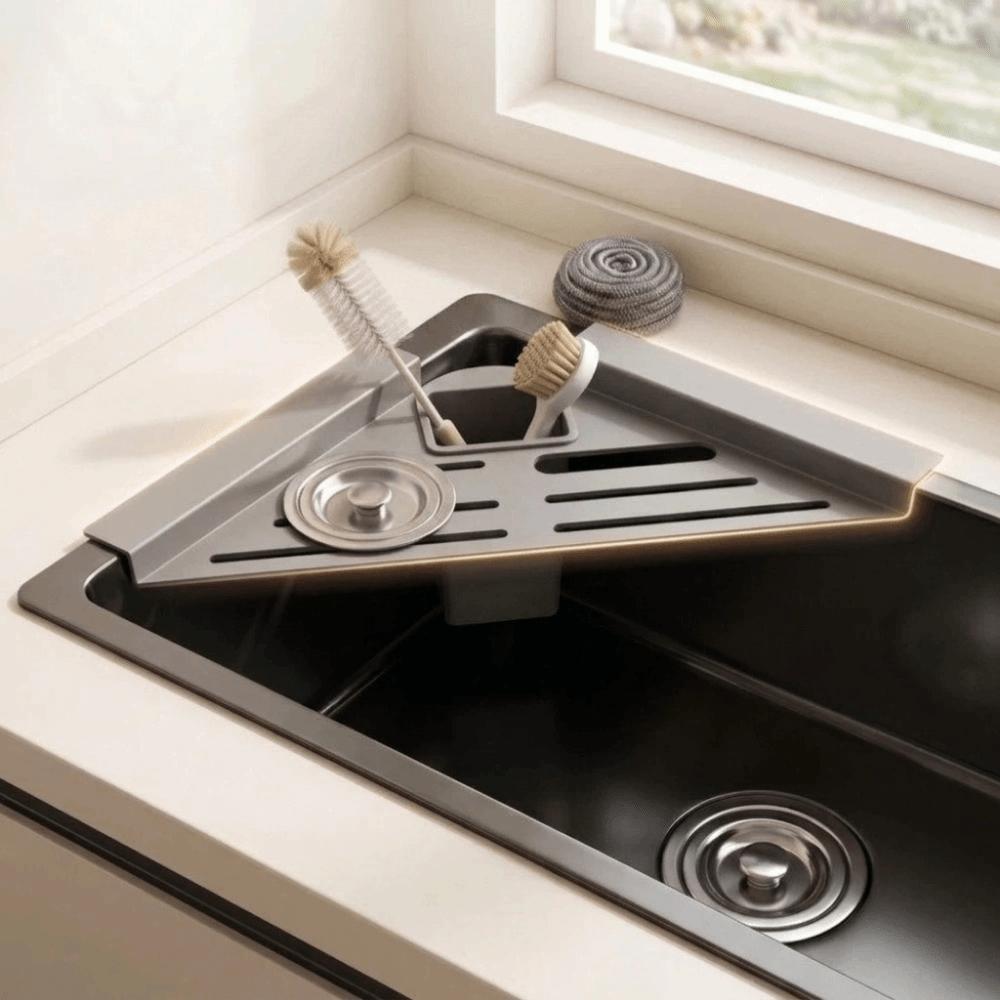 Carbon Steel Sink Sponge Holder Quick Water Drainage Dish Drying Rack Sink Storage Holder  Utensil