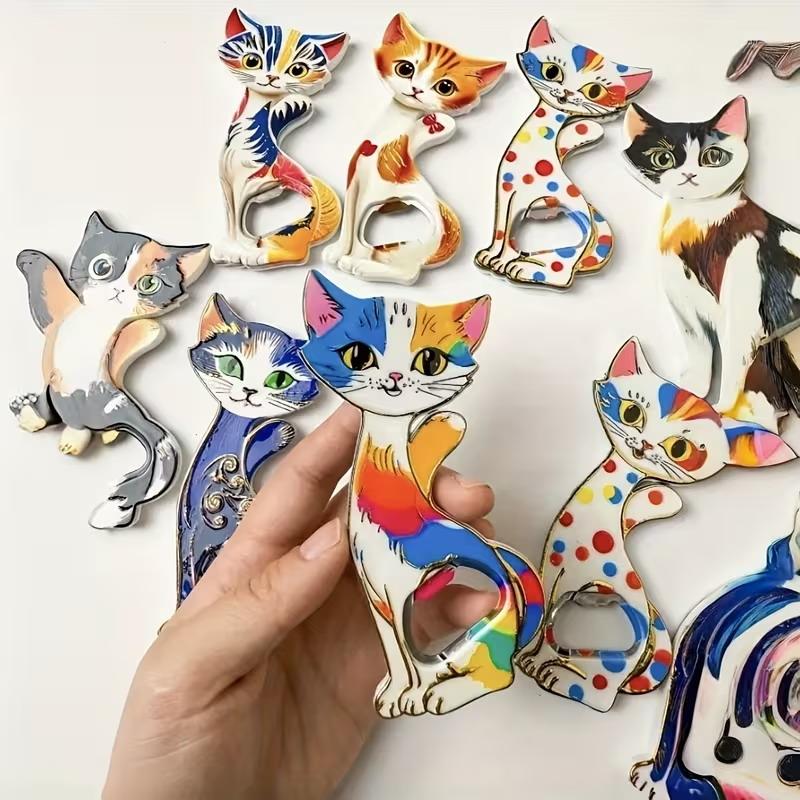 Enchanting Cat Acrylic Fridge Magnets Bottle Opener Embossing Hot Stamping Refrigerator Magnets Sticker Gift Home Decoration