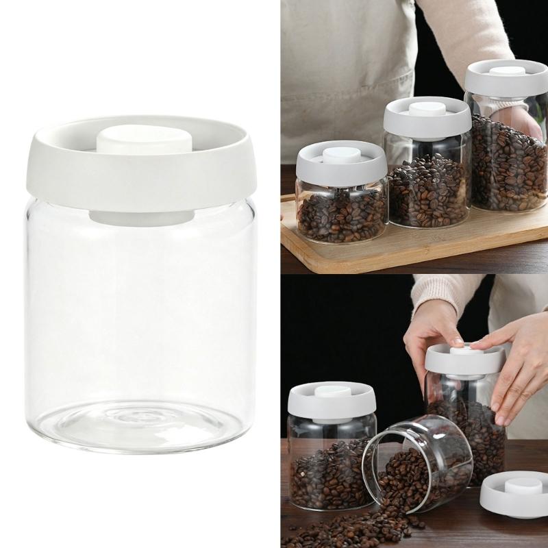 Glass Coffee Storage Jar with Sealed Lid and Broad Opening, Clear Countertop Holder for Daily Home Coffee Storage