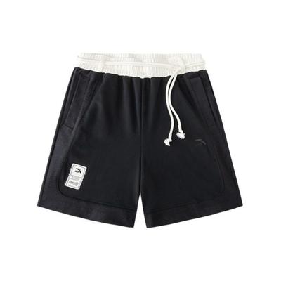 Life Series Patchwork Mid-Rise Drawstring Loose Fit Five-Point Casual Shorts Women Shorts Basic-Black 162428311-2