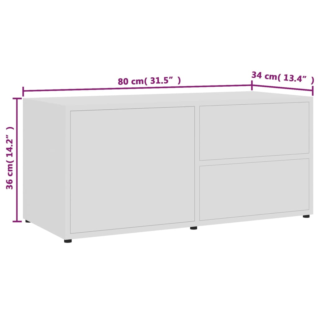 Moderner Eleganter Fernsehmöbel Für Das Wohnzimmer, Niedriger Schrank Mit Schubladen, 80x34x36 Cm