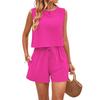 Women's Fashionable Sleeveless Top Solid Color High Waist Shorts Casual Two-piece Set for Women