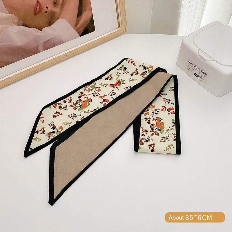 Foulard di Seta Fascia per Capelli Nastro Lungo Fiocco Stampa Coreana Lettera Foulard per Capelli Donna Porta Coda di Cavallo Accessori per Capelli