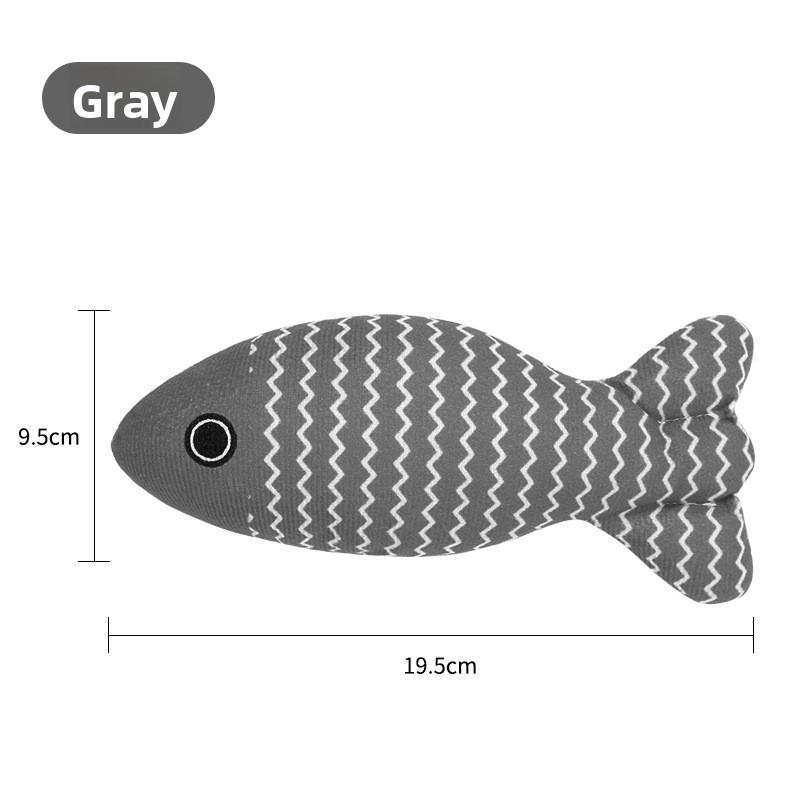 

Simulated Fish, Cat Toys, Plush Canvas Toys, Catnip, Cat Teasing Toys, Linen, Durable and Tear-resistant Pet Supplies Grey - Printed style