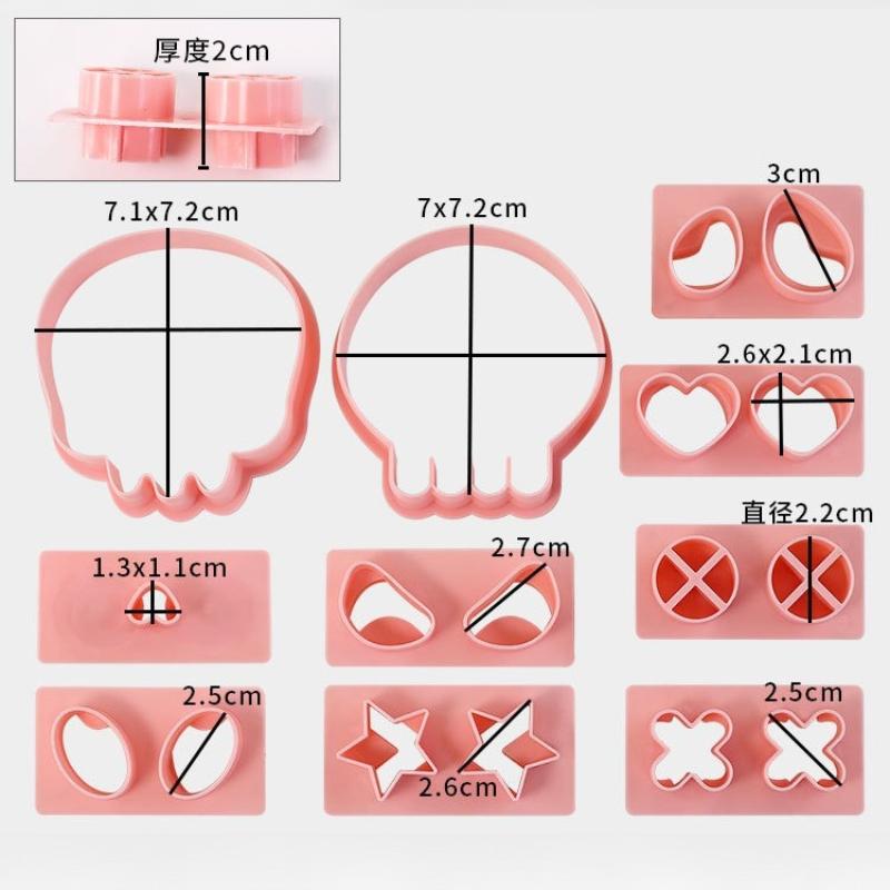 10Pcs/Set Halloween Skull Cookie Molds Fondant Dessert Biscuit Embossing Stamp Cutting Mold Party Baking Cake Decoration Tools