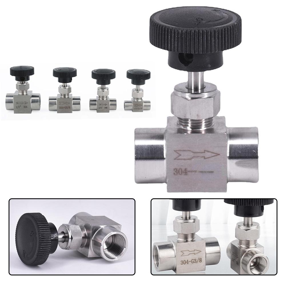 1pcs 1/2'',1/8'',3/8'',1/4'' BSP/NPT Female Male Elbow Needle Valve Crane 304 Stainless Steel Flow Control Water Gas Oil Propane